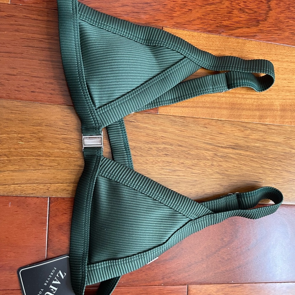 Olive green triangle bikini top